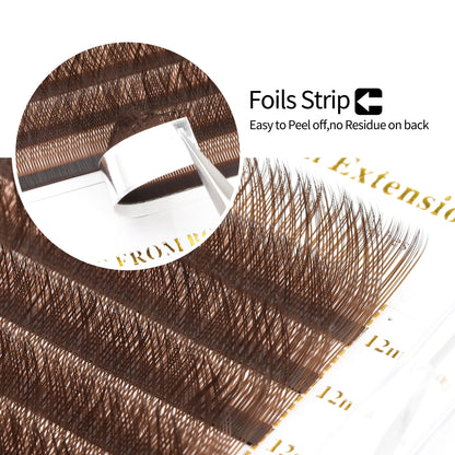 Cílios Extensores Brown W em Forma de W, 2D, 3D, 4D, Fãs Prontos Automaticamente em Flor, Cílios Individuais Naturais, Macios e Leves