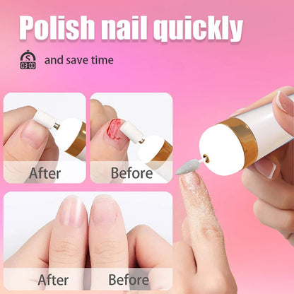 Máquina de Broca para Unhas Elétrica 5 em 1 com Luz – Portátil, Mini, Ferramenta de Arte para Manicure, Ideal para Remoção de Gel