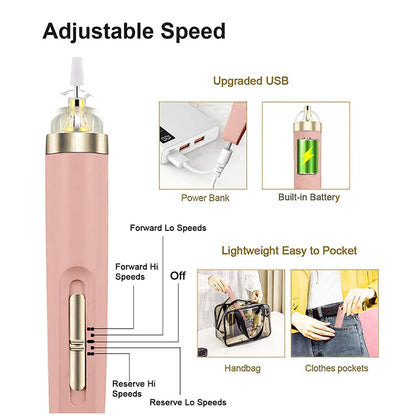 Máquina de Broca para Unhas Elétrica 5 em 1 com Luz – Portátil, Mini, Ferramenta de Arte para Manicure, Ideal para Remoção de Gel