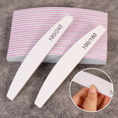 10 unidades de lixa de unha profissional de lixa forte e grossa, blocos de polimento para manicure, lixas meia-lua para unhas, ferramentas de unha 100/180 e 180/240