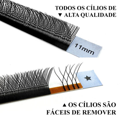 Extensões de Cílios LAKANAKU YY Shape Volume, Extensões de Cílios em Y, Volume Brasileiro, Cílios de Visom Cashmere, Extensões de Cílios YY