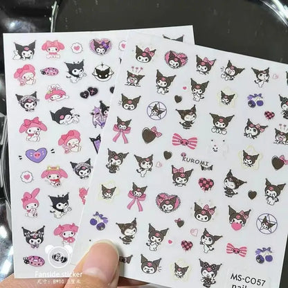Adesivos para Unhas 3D Sanrio Kawaii - Cinnamoroll, Hello Kitty, My Melody, Kuromi, Decoração para Unhas