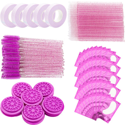 Kit de Ferramentas para Maquiagem de Cílios: Escova, Fita, Anel de Cola, Pad de Gel para Olhos, Patch Descartável, Aplicador de Máscara, Suprimentos para Extensão de Cílios