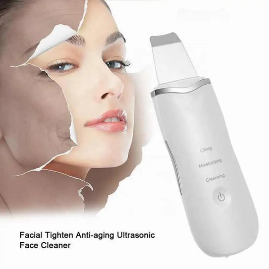 Facial Ultrassônico Scrubber com Vibração Profunda, Limpador Facial, Espátula para Remoção de Cravos, Massageador Facial