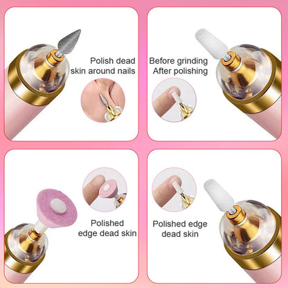 Máquina de Broca para Unhas Elétrica 5 em 1 com Luz – Portátil, Mini, Ferramenta de Arte para Manicure, Ideal para Remoção de Gel