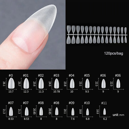 120 Peças de Unhas Matte Adesivas – Unhas Falsas de Cobertura Total, Oval, Amêndoa, Esculpidas