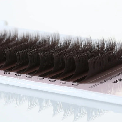 Yelix Cílios para Extensão 0,07mm Marrom Escuro, Mistura de 7-15mm, Cílios Marrons Individuais, Macios e de Alta Qualidade, Cílios de Vison Falsos